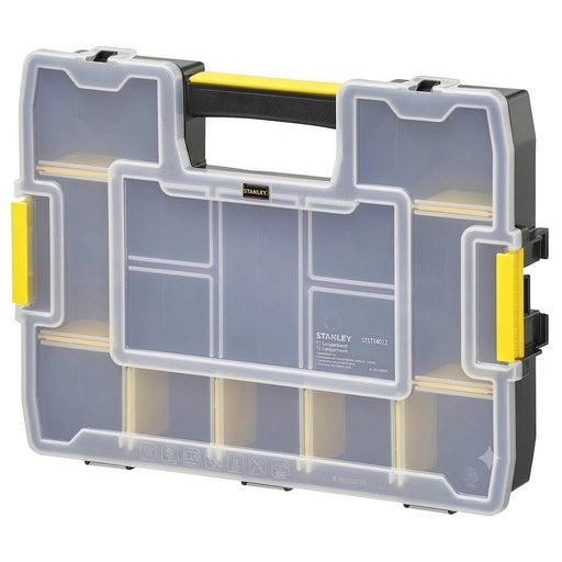 Hộp đựng linh kiện SortMaster Junior Stanley 1-97-483 nắp trong suốt với 14 ngăn chứa tùy chỉnh
