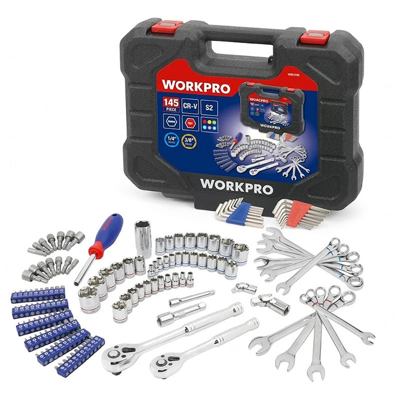 Bộ dụng cụ siết thao bu lông tổng hợp 145 chi tiết Workpro W003046