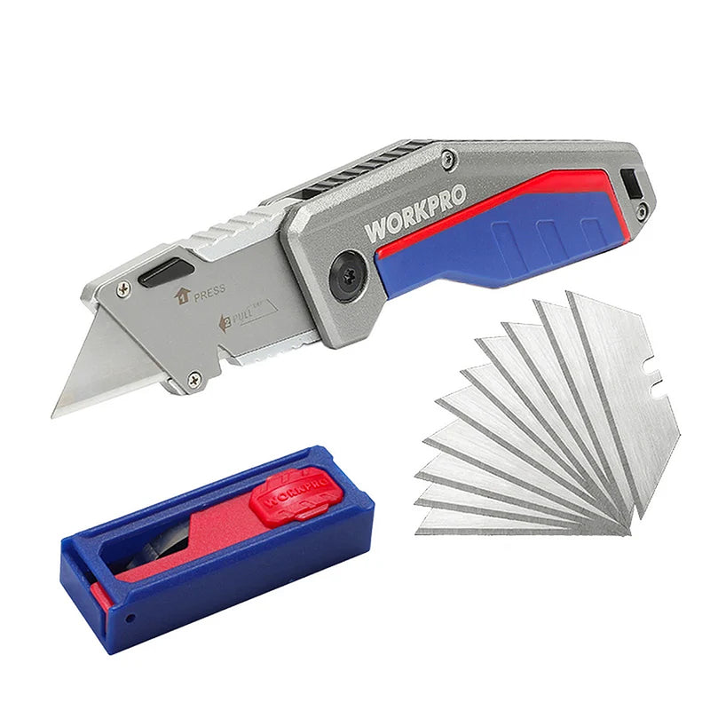 Dao gấp đa năng thay lưỡi nhanh, lưỡi thép SK5 Workpro WP011029