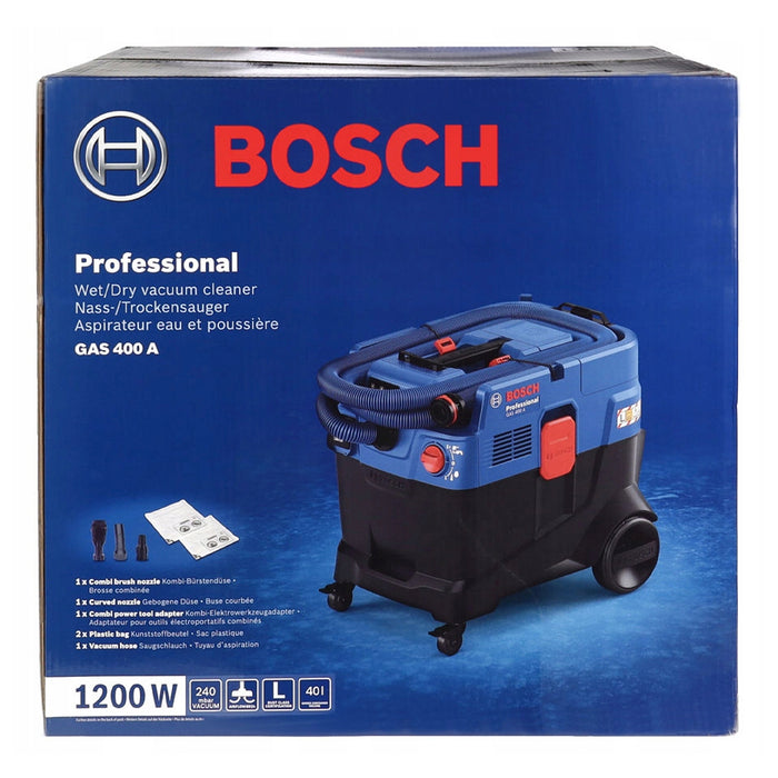 Máy hút bụi Bosch GAS 400 A, dung tích 40 lít, công suất 1200W, hút khô và ướt, mã số 06019M00K0