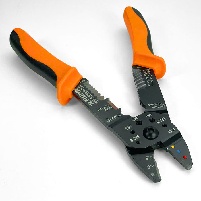 Kìm tuốt dây và bấm đầu cose đa năng Fujiya FA101/102/103 Series, kích thước 225mm tiêu chuẩn RoHS. Xuất xứ Đài loan