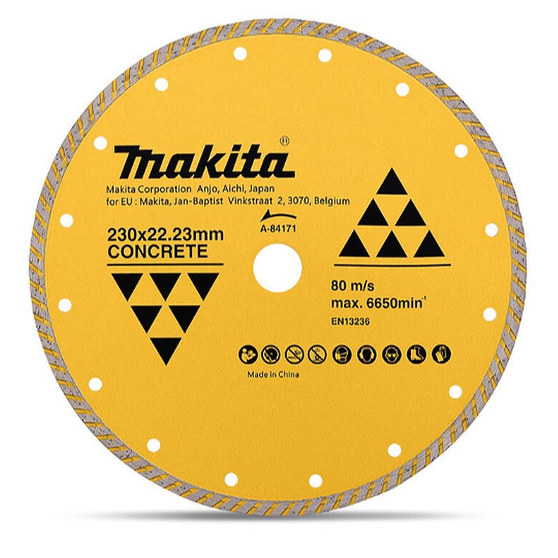 Lưỡi cắt kim cương 230mm Makita A-84171 dùng cho bê tông, lỗ cốt 22.23mm, cắt khô (Cấp 3 sao)