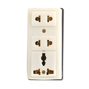 Ổ cắm nổi 3 cổng SOPOKA T32, 2 lỗ tròn, 1 lỗ đa năng, nhựa chống cháy, lá đồng nguyên chất
