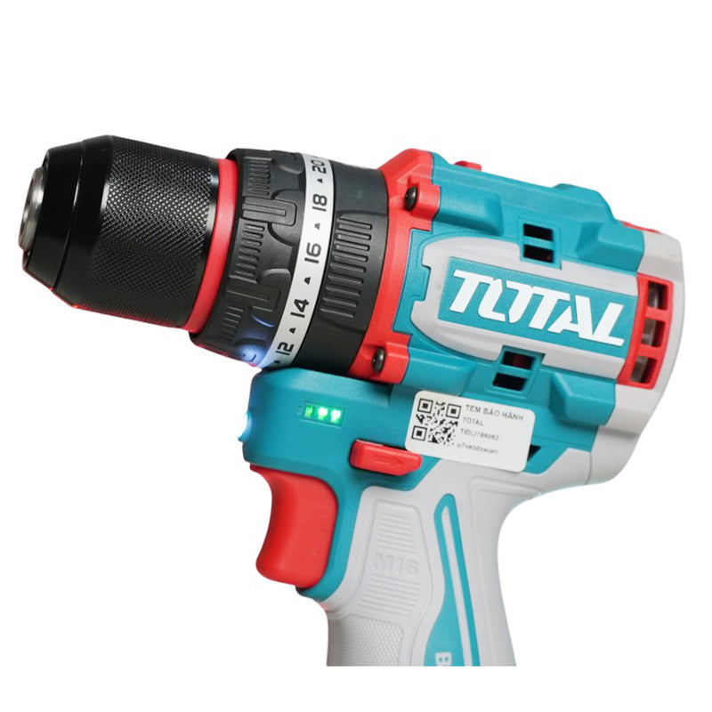 Máy khoan búa Total TIDLI166062 dùng Pin 16V, đầu kẹp 13mm (2 pin 2.0Ah, 1 sạc)