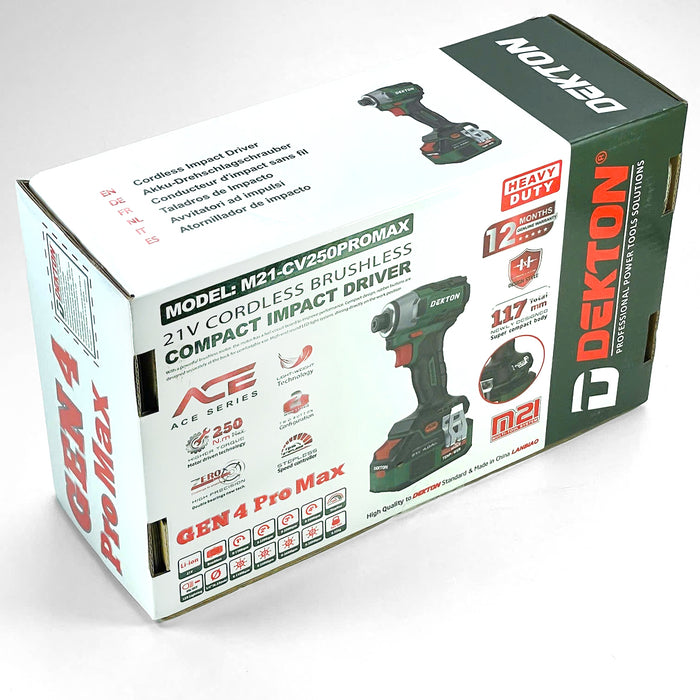 Máy vặn vít dùng pin 21V Dekton M21-CV250PROMAX, mô-men xoắn 250Nm