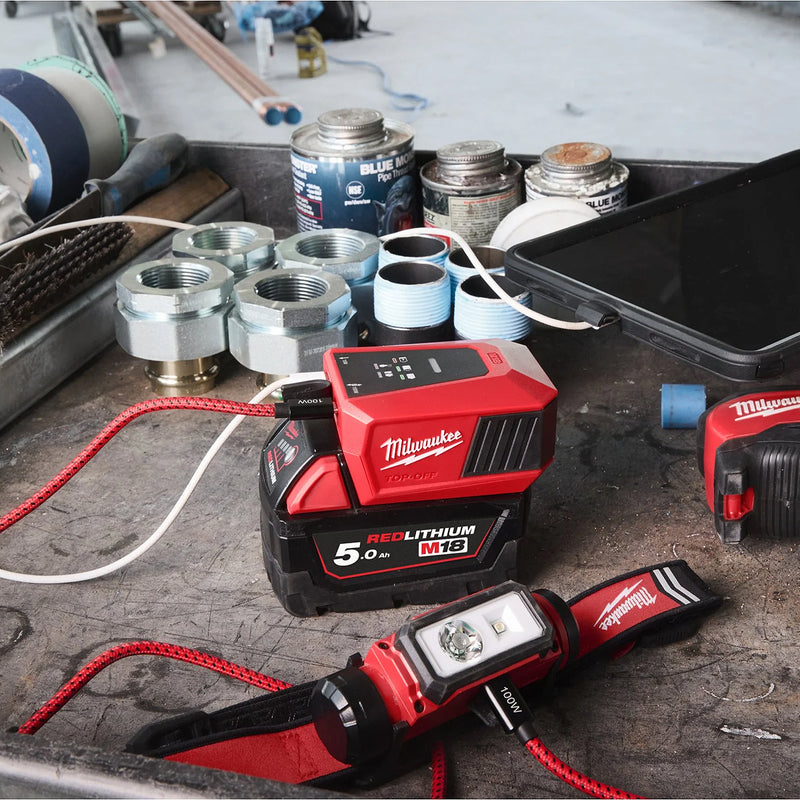 Đế sạc mini USB-C Milwaukee M18 TC-0 dùng cho Pin 18V, công suất 100W