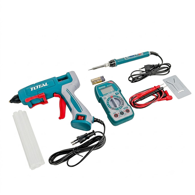 Bộ combo súng bắn keo, mỏ hàn và đồng hồ vạn năng kỹ thuật số Total TTCK250716