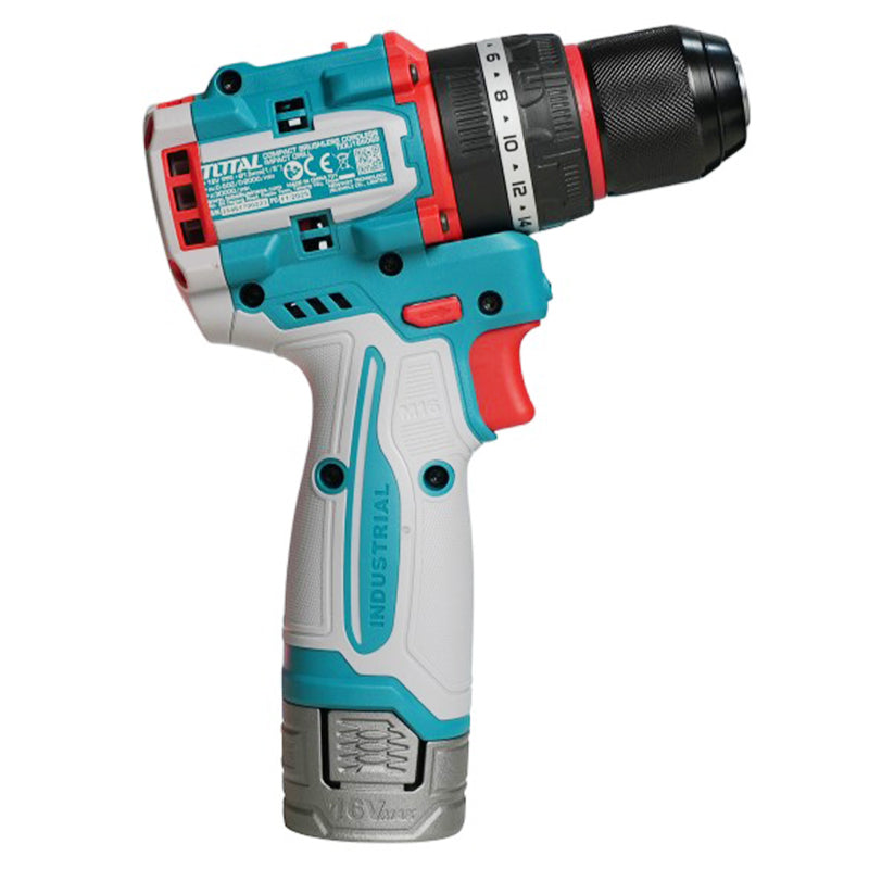 Máy khoan búa Total TIDLI166062 dùng Pin 16V, đầu kẹp 13mm (2 pin 2.0Ah, 1 sạc)