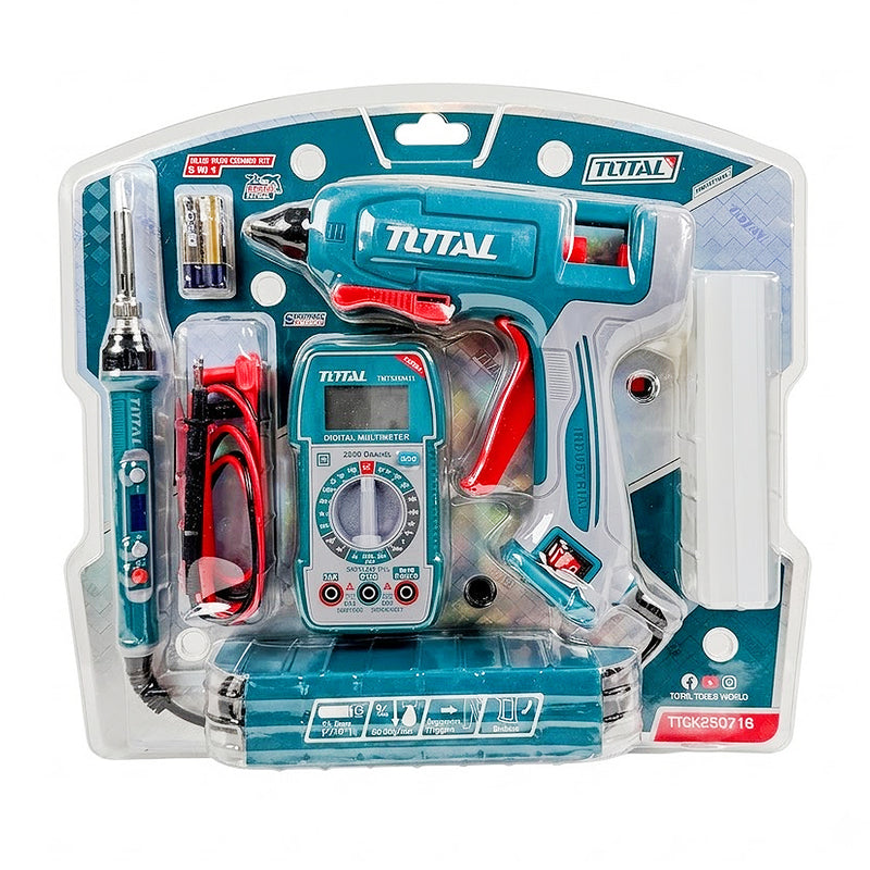 Bộ combo súng bắn keo, mỏ hàn và đồng hồ vạn năng kỹ thuật số Total TTCK250716