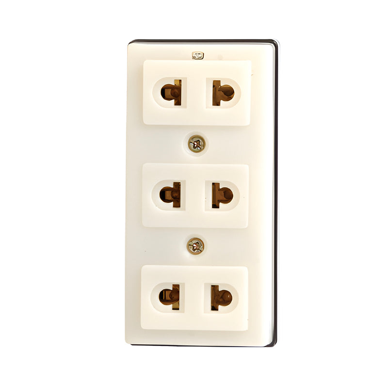 Ổ cắm nổi SOPOKA T31 3 lỗ, màu trắng, hình chữ nhật, chất liệu nhựa chịu nhiệt cao, tiếp điểm đồng nguyên chất.