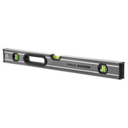 Thước thủy dạng hộp nhôm Stanley FATMAX Xtreme Box Beam 600mm màu xám bạc có 3 lọ thủy tay cầm bọc cao su bi-material và hai đầu chống va đập