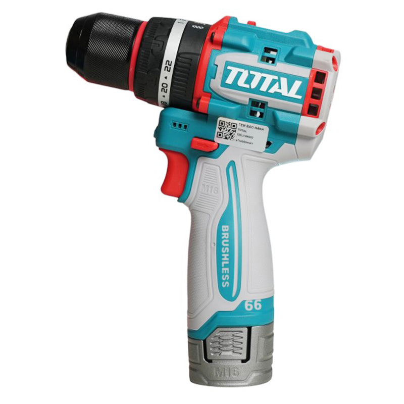 Máy khoan búa Total TIDLI166062 dùng Pin 16V, đầu kẹp 13mm (2 pin 2.0Ah, 1 sạc)