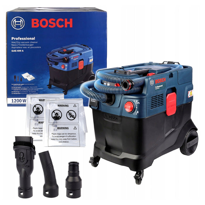 Máy hút bụi Bosch GAS 400 A, dung tích 40 lít, công suất 1200W, hút khô và ướt, mã số 06019M00K0