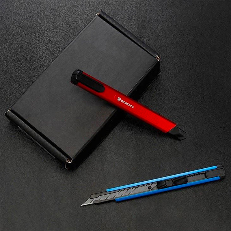 Dao rọc giấy thân nhôm mỏng, chiều rộng lưỡi dao 9mm Workpro