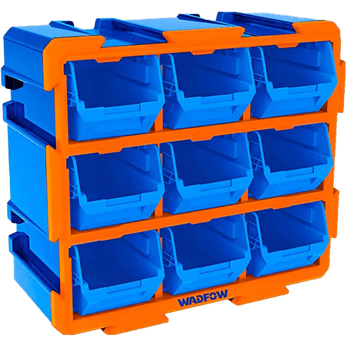 Bộ tủ 9 hộp nhựa đựng linh kiện (Ngăn hở) Wadfow WTB8330, kích thước tổng 380mm x 170mm x 320mm, chất liệu nhựa PP