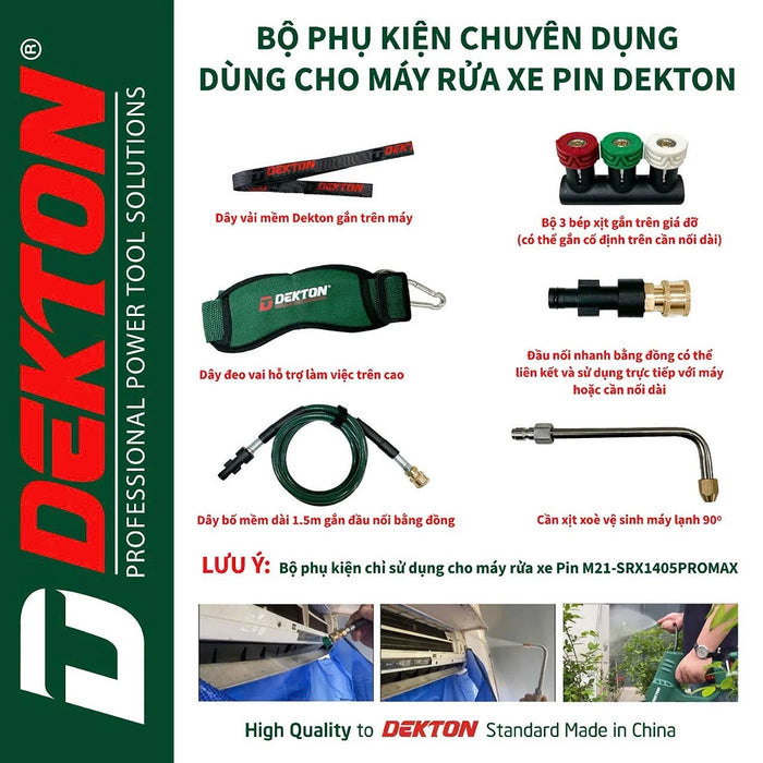 Bộ phụ kiện chuyên dụng dành cho máy xịt rửa Dekton M21-SRX1405PROMAX