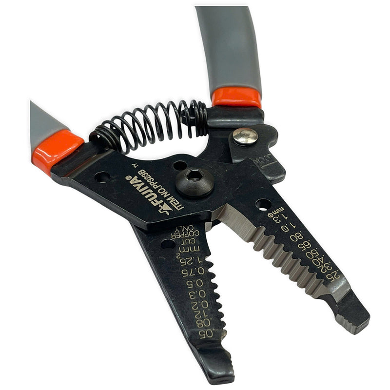 Kìm tuốt dây, có lò xo trợ lực Fujiya PP323B-165 kích thước 165mm, khả năng tuốt từ 0.05mm² - 1.3mm²