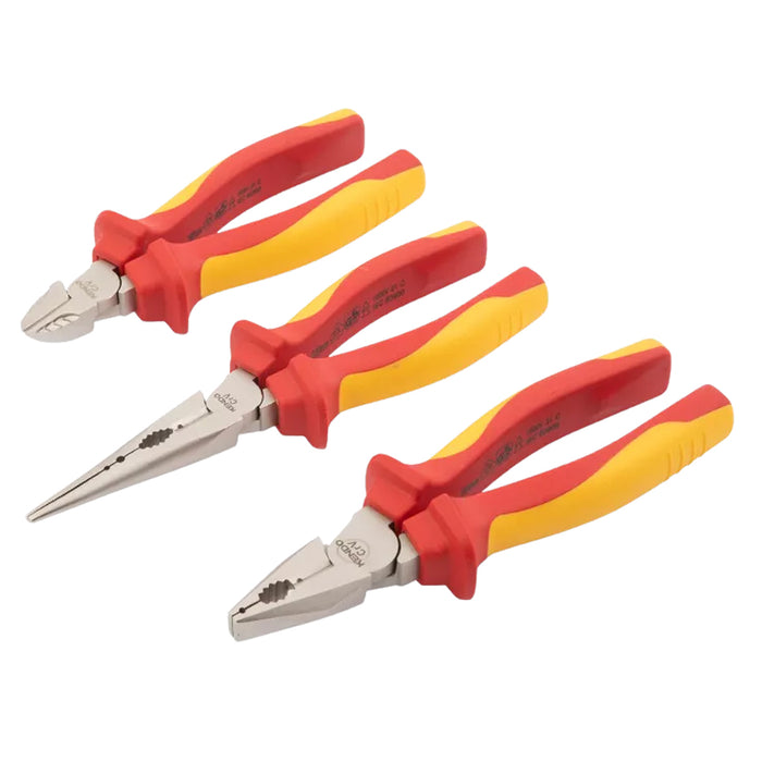 Bộ kìm cách điện 1000V 3 cái (kìm điện-cắt-nhọn) Kendo - 85134