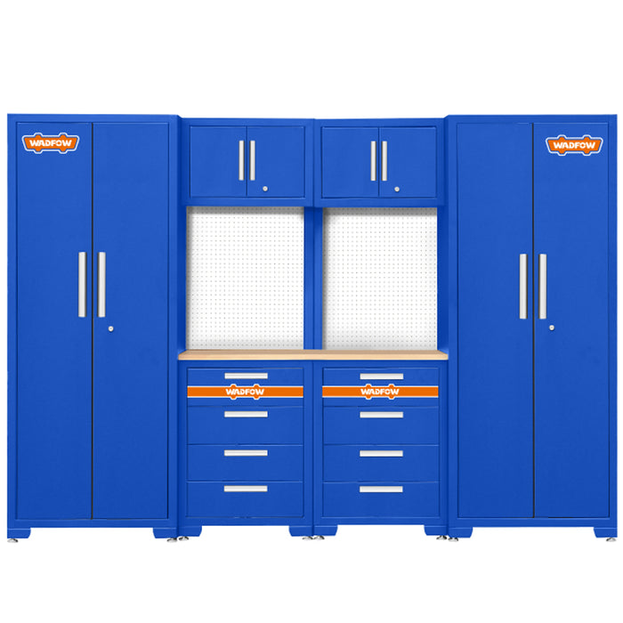 Tủ lưu trữ đồ nghề có bàn làm việc 6 chi tiết Wadfow WCS3A06, kích thước 2700mm x 1925mm x 472mm, chất liệu thép