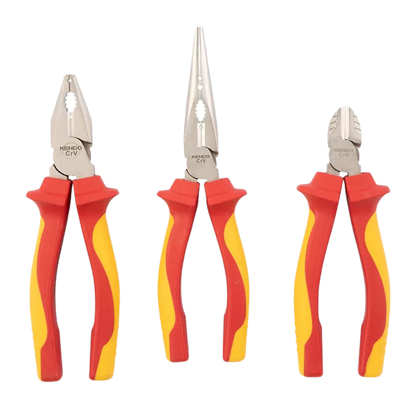 Bộ kìm cách điện 1000V 3 cái (kìm điện-cắt-nhọn) Kendo - 85134