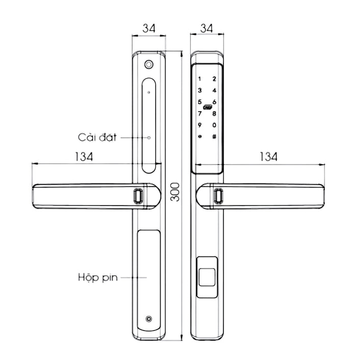 Khóa cửa tay gạt thông minh cao cấp chống nước IP56 Demax SL601JB, mở khóa bằng Wifi, dành cho cửa nhôm, sắt, inox, màu đen nano