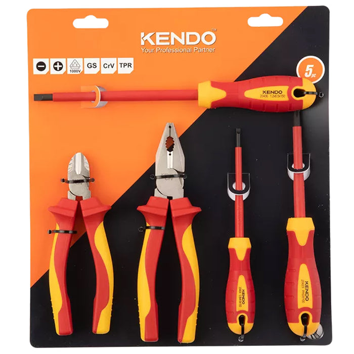 Bộ kìm và tua vít cách điện 1000V 5 chi tiết Kendo 85136