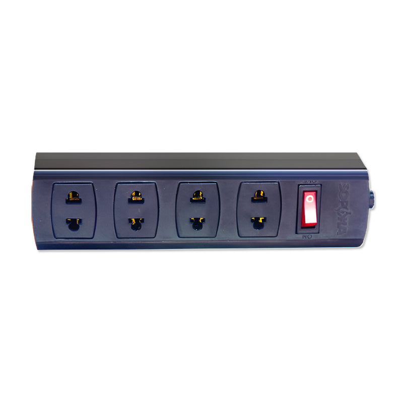 Ổ cắm nối dài SOPOKA 4S lõi sứ chống cháy màu đen, 4 cổng, công tắc bật tắt, chịu tải 1200W