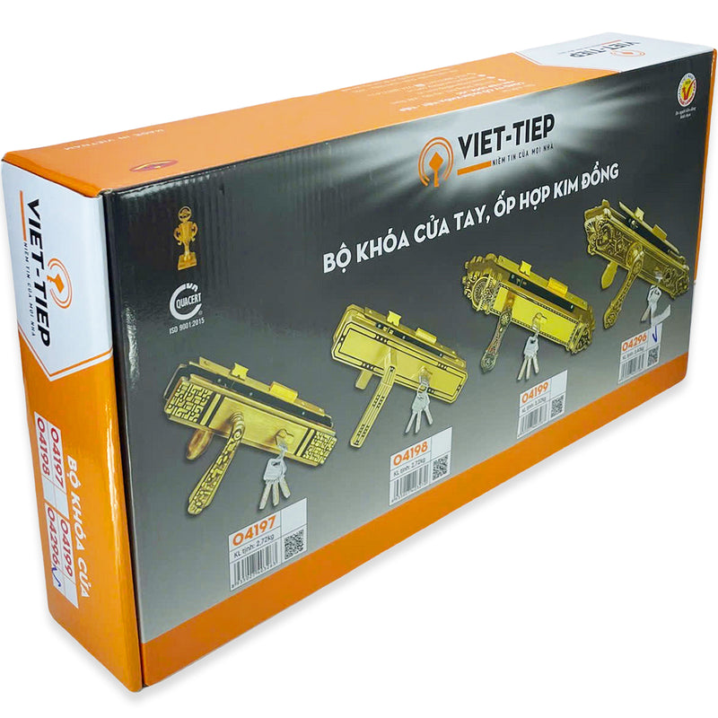 Ổ khóa tay gạt Việt Tiệp 04296 chất liệu bằng đồng với ổ 2 đầu