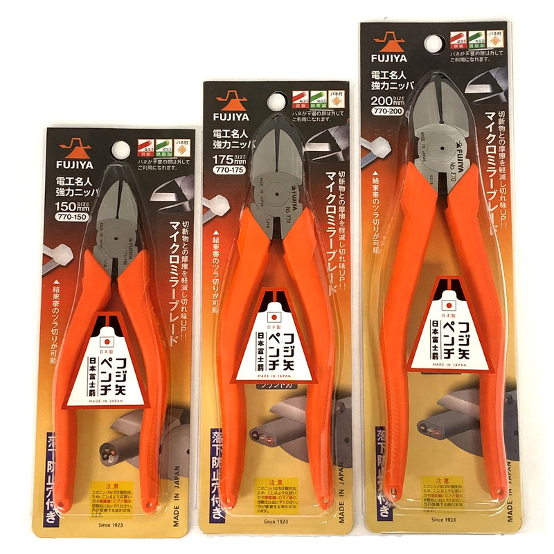 Kìm cắt có lò xo trợ lực, lưỡi cong nhẹ Fujiya 770 Series kích thước từ 150mm - 200mm