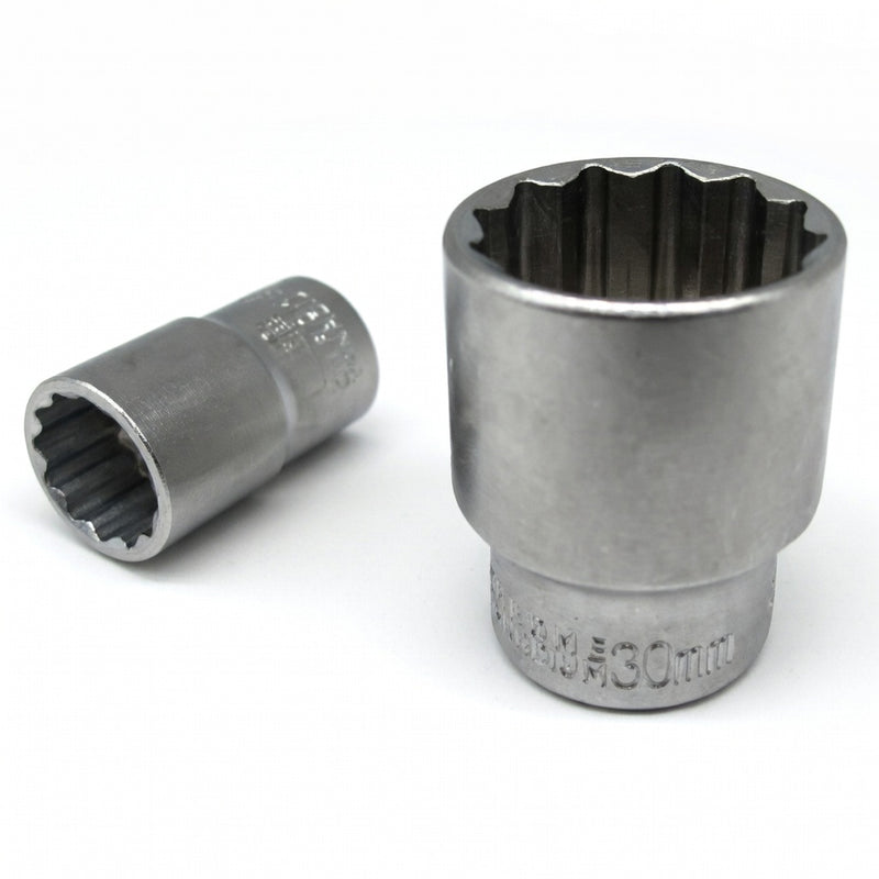 Đầu tuýp 12 cạnh thân ngắn Fujiya cốt 1/2 inch, 17-32mm, thép Cr-V chống gỉ