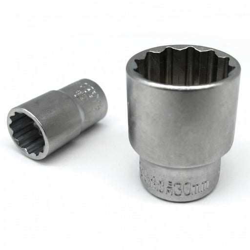 Đầu tuýp 12 cạnh thân ngắn Fujiya cốt 1/2 inch, 17-32mm, thép Cr-V chống gỉ