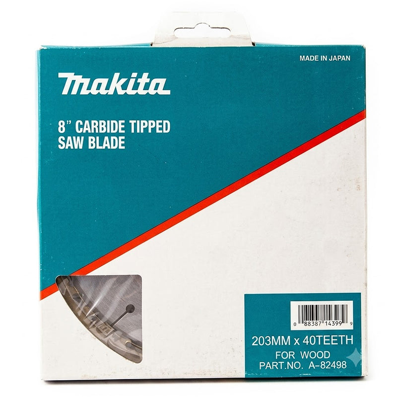 Lưỡi cưa gỗ TCT Makita A-82498 đường kính 203mm, 40 răng kiểu ATAF, lỗ cốt 25,4mm