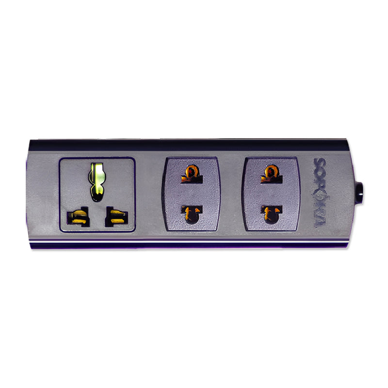 Ổ cắm nối dài SOPOKA 3K đen lõi sứ chống cháy chịu tải 2200W, 3 lỗ cắm đa năng.
