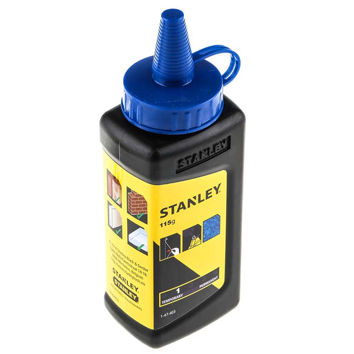Chai bột bật mực Stanley 1-47-403 dung tích 115g màu xanh dương có vòi rót đóng mở tiện lợi dùng nạp dây bật mực