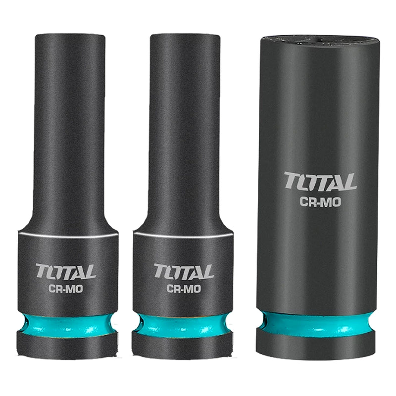 Bộ đầu tuýp thân dài 3 chi tiết Total THKISD12042L cốt 1/2 inch, kích thước từ 17mm - 21mm