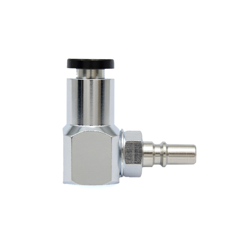 Đầu nối nhanh góc 90° Micro Cupla PCL-Type (Plug) chất liệu đồng, kết nối ống bằng nút nhấn