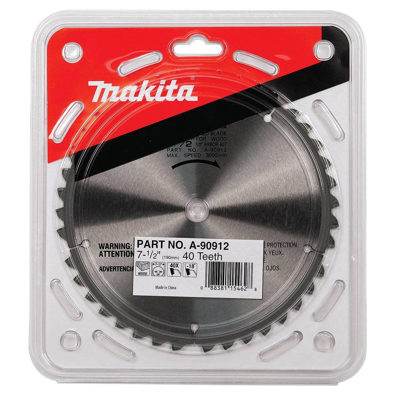 Lưỡi cưa gỗ TCT Makita A-90912 đường kính 190mm, 40 răng kiểu ATB, lỗ cốt 15,88mm