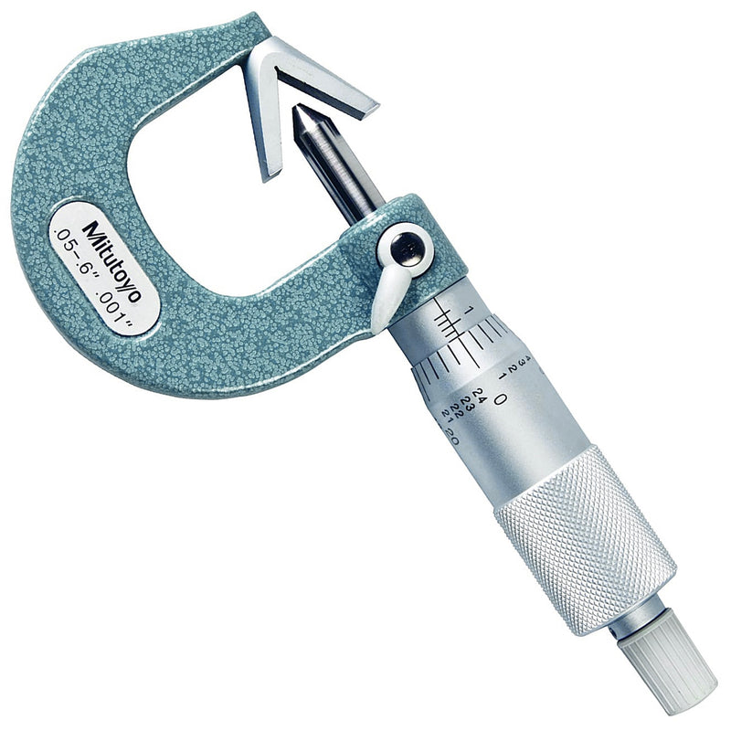 Panme Mitutoyo Series 114 - V Anvil Micrometers, đầu đo chữ V | Đo đường kính ngoài lưỡi cắt 3 cạnh (3 Flute cutting)