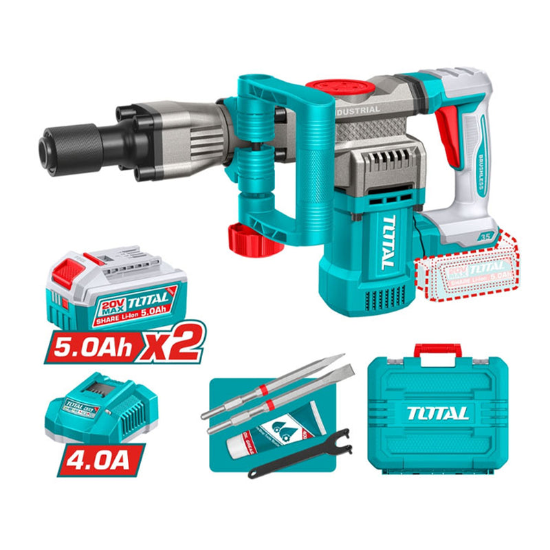 Máy đục bê tông Total TDBLI20358 dùng Pin 20V, đuôi lục giác SDS-Hex