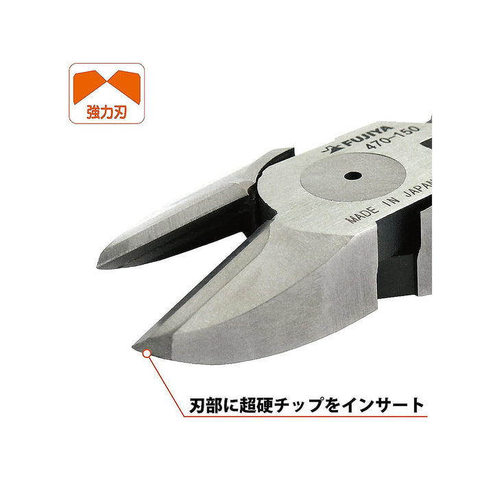 Kìm cắt chéo hạng nặng 150mm (6 inch) Fujiya 470-150, lưỡi cắt carbide cao cấp. Tiêu chuẩn RoHS. Xuất xứ Nhật Bản