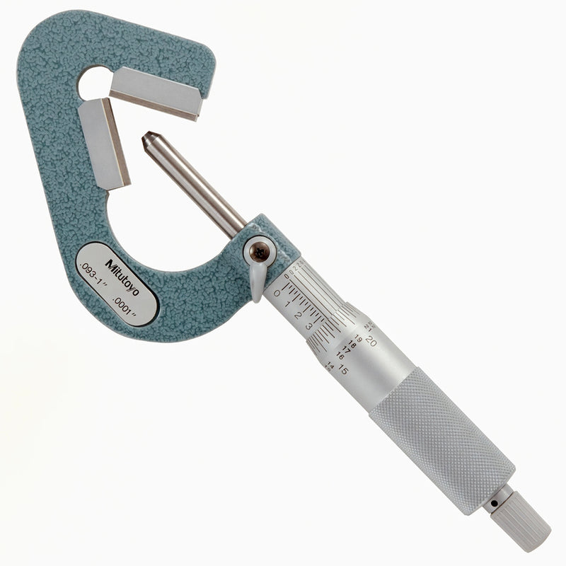 Panme Mitutoyo Series 114 - V Anvil Micrometers, đầu đo chữ V | Đo đường kính ngoài lưỡi cắt 3 cạnh (3 Flute cutting)