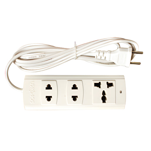Ổ cắm nối dài SOPOKA 3A trắng 3 lỗ 2200W, dây 2.5m/4.5m