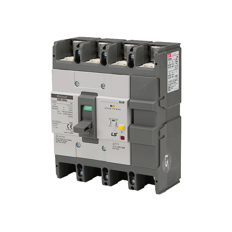 Cầu dao chống giật ELCB 4P LS  bảo vệ quá tải, ngắn mạch và chống rò, tải định danh từ 15A ~ 400A, dòng cắt 18kA - 37kA, dòng rò 30mA
