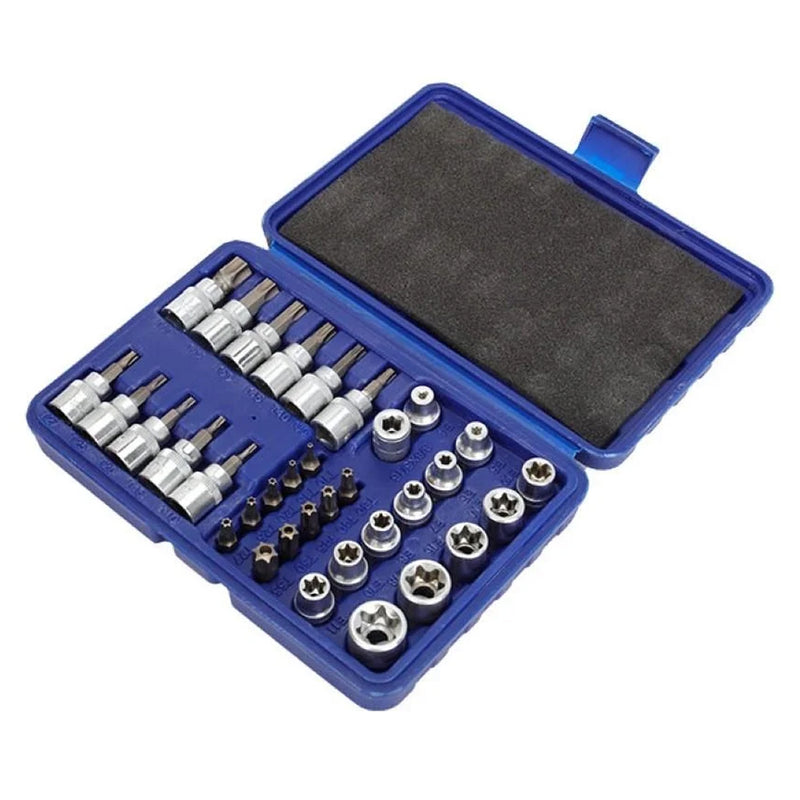 Bộ đầu tuýp và mũi vít sao gắn đầu siết bu lông cốt 3/8 inch, 34 chi tiết Workpro WP202595