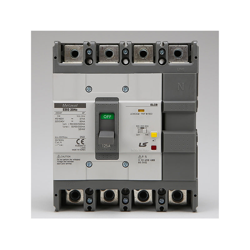 Cầu dao chống giật ELCB 4P LS  bảo vệ quá tải, ngắn mạch và chống rò, tải định danh từ 15A ~ 400A, dòng cắt 18kA - 37kA, dòng rò 30mA