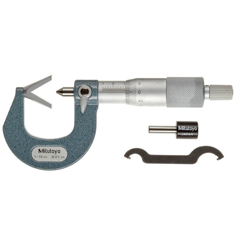 Panme Mitutoyo Series 114 - V Anvil Micrometers, đầu đo chữ V | Đo đường kính ngoài lưỡi cắt 3 cạnh (3 Flute cutting)