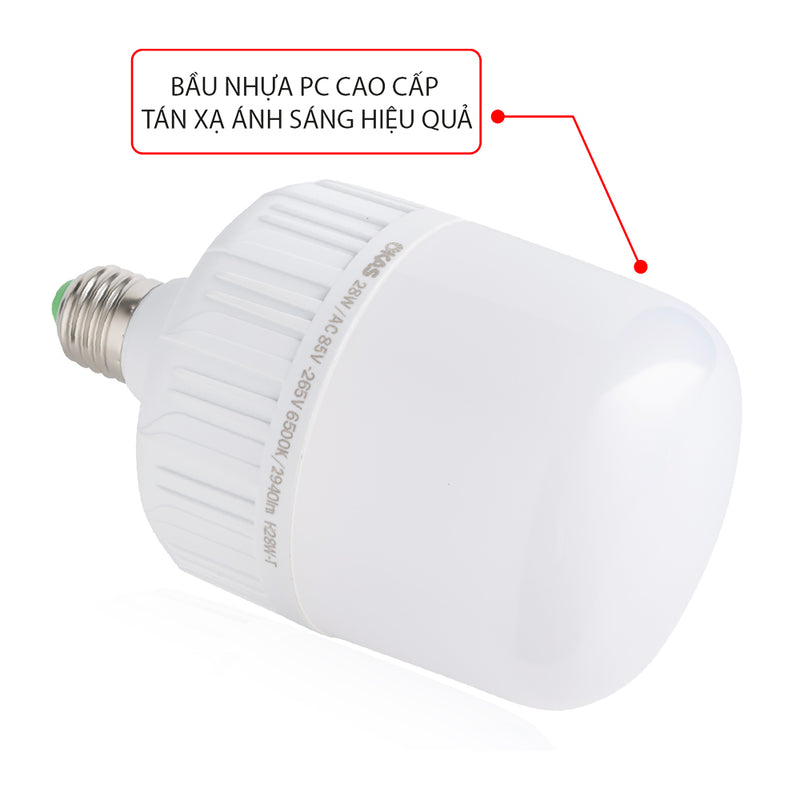 Bóng đèn LED tròn SOPOKA mã H công suất 18W 28W, dải áp rộng 85V-265V cho vùng điện yếu, chống nước mưa và côn trùng, ánh sáng trắng và vàng ấm.