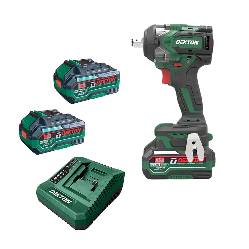 Máy siết bu lông Dekton M21-IW590Plus dùng pin 21V, mô-men xoắn 590Nm, cốt 1/2 inch (Phiên bản màu xanh)