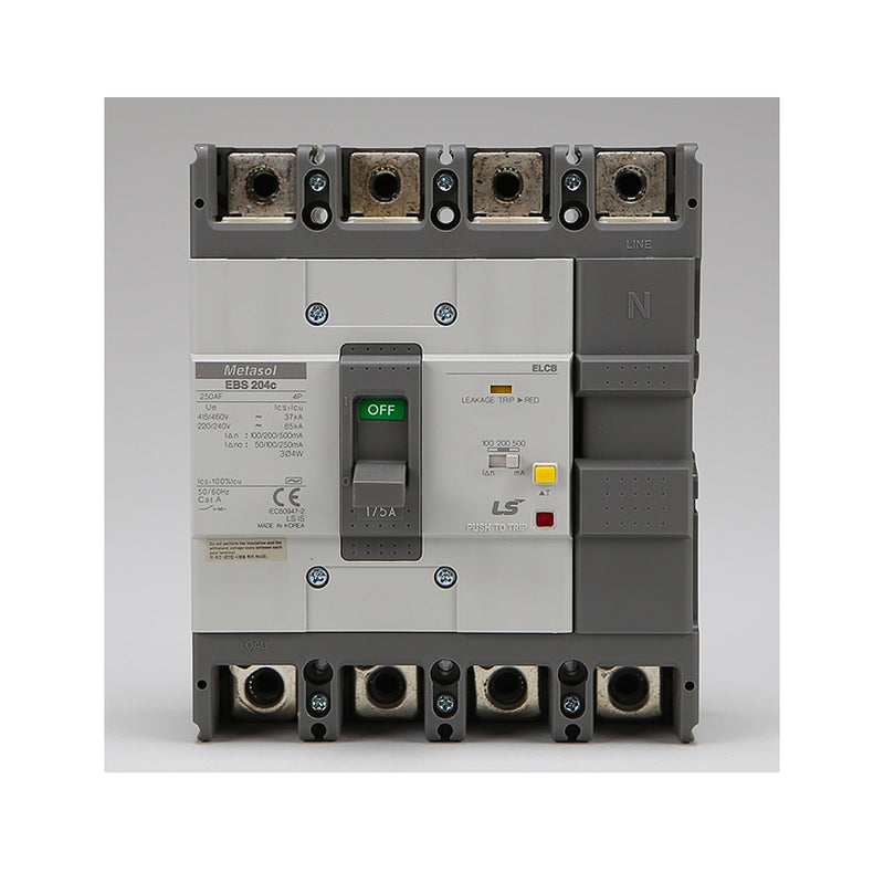 Cầu dao chống giật ELCB 4P LS  bảo vệ quá tải, ngắn mạch và chống rò, tải định danh từ 15A ~ 400A, dòng cắt 18kA - 37kA, dòng rò 30mA