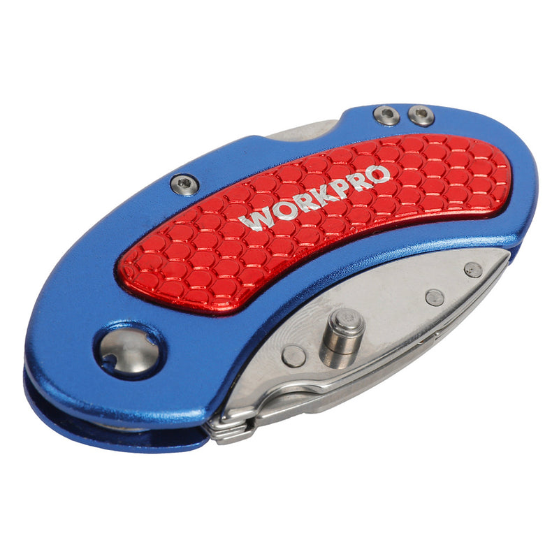 Dao gấp đa năng mini, thân nhôm, thay lưỡi nhanh Workpro WP211005